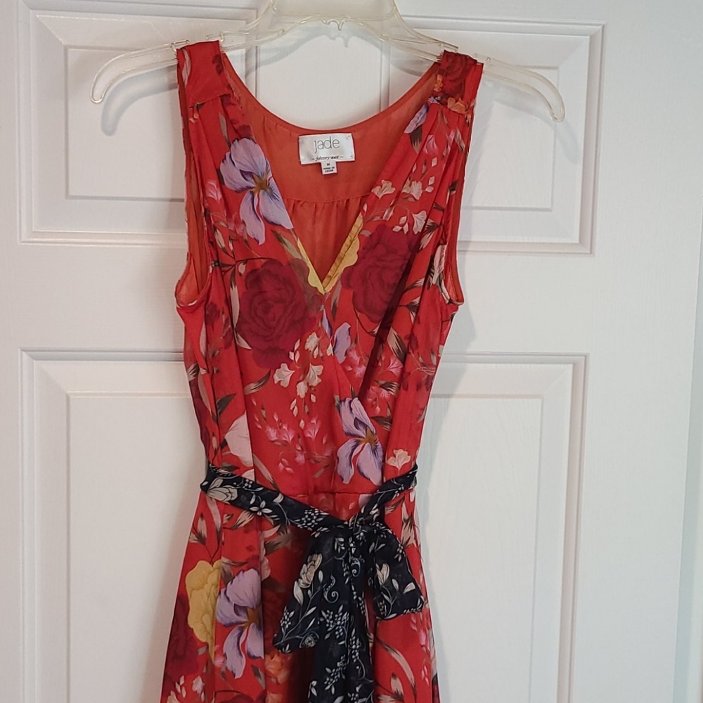 Johnny Was "Jade"  Vibrant red floral dress.